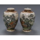 A pair of Satsuma vases, Meiji period, height 15cmCONDITION: Fine crazing visible throughout,