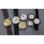 Seven assorted wrist watches, including Smiths Empire and Zentana.