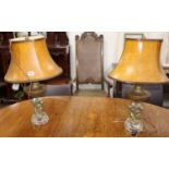 A pair of gilt metal 'cherub' table lamps
