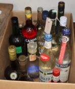 Sundry spirits including vodka, ouzo, and Grand Armagnac Janneau