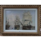 *Abbott, oil on canvas, Warships at anchor, signed, 48 x 73cm