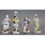Four German porcelain figures (a.f), tallest 18cm