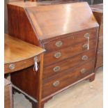 A George III mahogany bureau, W.99cm, D.51cm, H.100cm