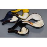 Four boxed meerschaum pipes