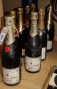 Nine bottles of various champagnes including two bottles 1975 Moet & Chandon