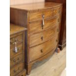A Georgian mahogany bow-fronted chest of drawers, W.108cm, D.55cm, H.107cm
