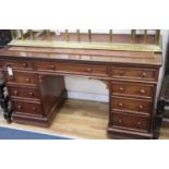 A Victorian mahogany pedestal desk, W.136cm, D.57cm, H.76cm