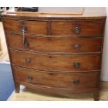 A Regency mahogany bow fronted chest of drawers, W.102cm, D.51cm, H.88cm