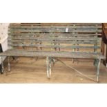 A Victorian slatted wrought iron garden bench, W.183cm, D.70cm, H.88cm