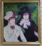 Ellinor Michel (1939-07), oil on canvas, Portrait of two ladies, signed and dated 1979, 90 x