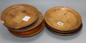 Seven 18th / 19th century turned treen sycamore dishes