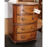 A mahogany bowfronted miniature chest of drawers, W.28cm, D.24cm, H.40cmCONDITION: Formerly part