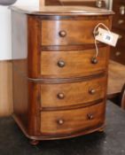 A mahogany bowfronted miniature chest of drawers, W.28cm, D.24cm, H.40cmCONDITION: Formerly part