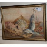 Mabel E. Day, watercolour, Still life of fish and crustaceans, signed, 38 x 52cmCONDITION: