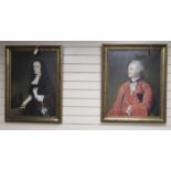 *Abbott, Portrait of an 18th century gentleman, signed, oil on canvas and another of a lady by the