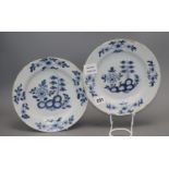 A pair of 18th century Dutch delft blue and white dishes, diameter 23cmCONDITION: Both have