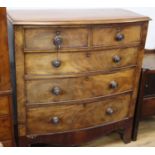 A Victorian mahogany bow-fronted chest of drawers, W.108cm, D.53cm, H.116cm