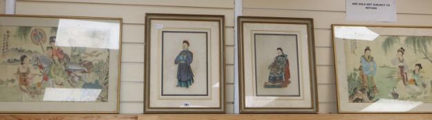 Chinese School, pair of gouache, Studies of courtiers, 32 x 22cm and a pair of watercolour studies