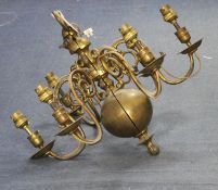 A pair of three branch wall lights which link together to form a chandelier, drop 38cm diameter 46cm