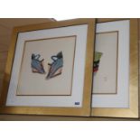 Chinese School, pair of watercolour and gouache studies of shoes, one with seal signature, 29 x