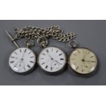 An Edwardian silver pocket watch, retailed by Yabsley, London, case diameter 46mm, on a silver