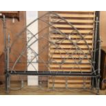A Gothic design wrought iron 6ft. bedstead, headboard H.159cm