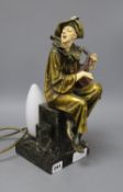 An Art Nouveau-style resin and marble figural lamp, height 33cm