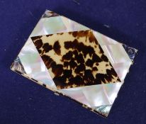 A tortoiseshell and mother of pearl card case