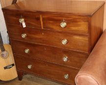 A Regency mahogany five drawer chest, W.108cm, D.51cm, H.108cmCONDITION: There is a water stain to