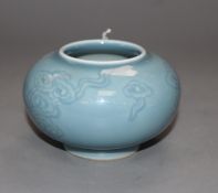 A Chinese clare de lune blue glazed waterpot, height 6cmCONDITION: In good condition with no visible