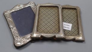 A pair of George V silver mounted photograph frames, Birmingham, 1923, 17.7cm and a modern silver