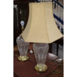 A pair of Waterford cut glass table lamps