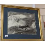 Douglas Ettridge (1927-2009), charcoal, Monoplane in flight, Studio stamped, 28 x 36cmCONDITION: