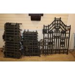 A Victorian cast iron gate, W.93cm H.120cm and approximately 12m of railingsCONDITION: Good original