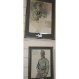 M. Houvard, watercolour and coloured pencil, two portraits of German soldiers, Adolph Tachan and