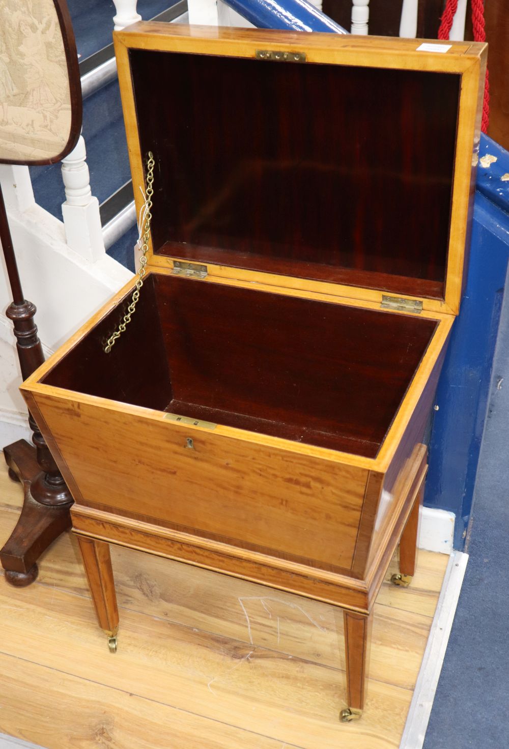 A Sheraton revival satinwood, marquetry and tulipwood banded cellaret, early 20th century, W.53cm, - Image 2 of 2