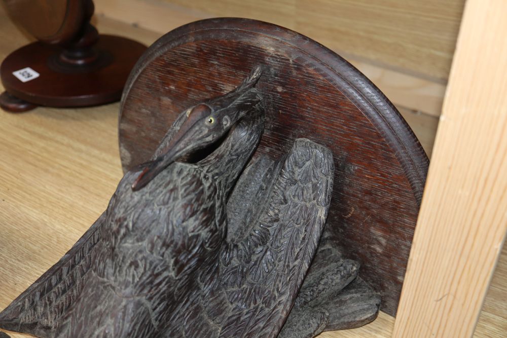 A 19th century Black Forest carved wood 'heron' wall bracket, H.40cm - Image 2 of 3