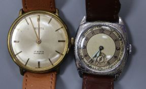 A gentleman's steel and gold plated Provita manual wind wrist watch (worn) and one other steel wrist