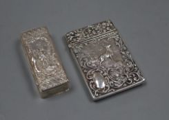 An Edwardian silver card case, embossed with a stag, Crisford & Norris, Birmingham, 1908, 10.1cm and