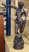 After Antonin Mercie. A modern bronze of David having defeated Goliath, height 70cmCONDITION: