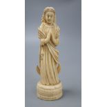 An 18th century Indo-Portuguese ivory carving of a saint, height 14cm