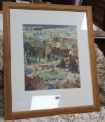 § Ronald Lampitt (1906-1988), watercolour, Village scene, signed, 42 x 35.5cmCONDITION: Possibly