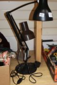 A 1970's anglepoise lamp, height 94cm and a student lamp