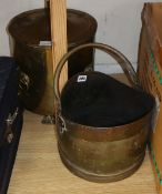 A coal scuttle and a coal bin