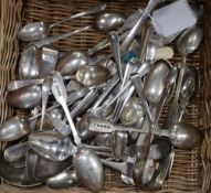 A quantity of assorted mainly 19th century silver teaspoons and other items, including a set of