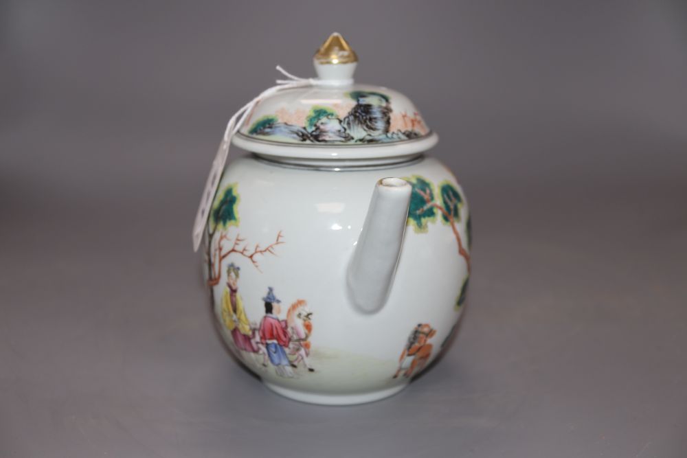 A Chinese famille rose teapot and cover, height 16cmCONDITION: Wear to the gold paint on the - Image 2 of 6