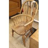 An ash and elm Windsor comb back armchair