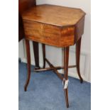 A George III mahogany work table, W.46cm, D.35cm, H.76cm
