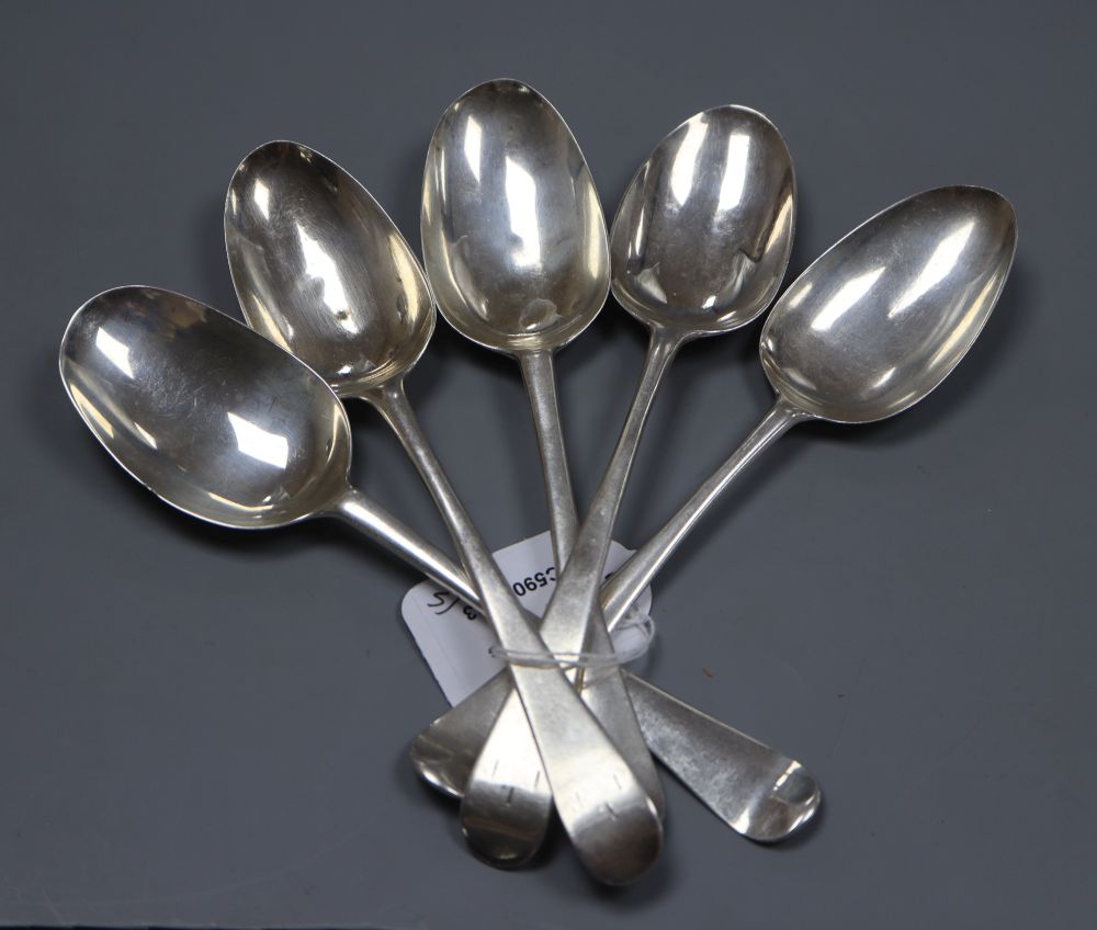 A pair of late George II silver Old English patter tablespoons, Nicholas Hearnden, London, 1759