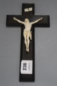 A Dieppe carved ivory crucifix, length 27.5cm